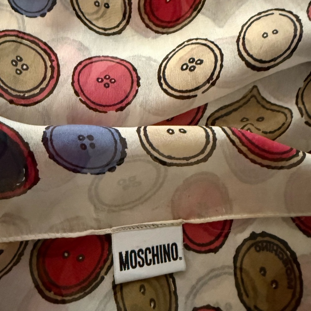 Moschino Multicolor Button Pattern Scarf. 100% Si… - image 7